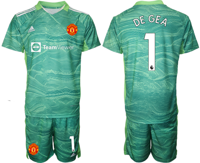 Men 2021-2022 Club Manchester United green goalkeeper #1 Soccer Jersey